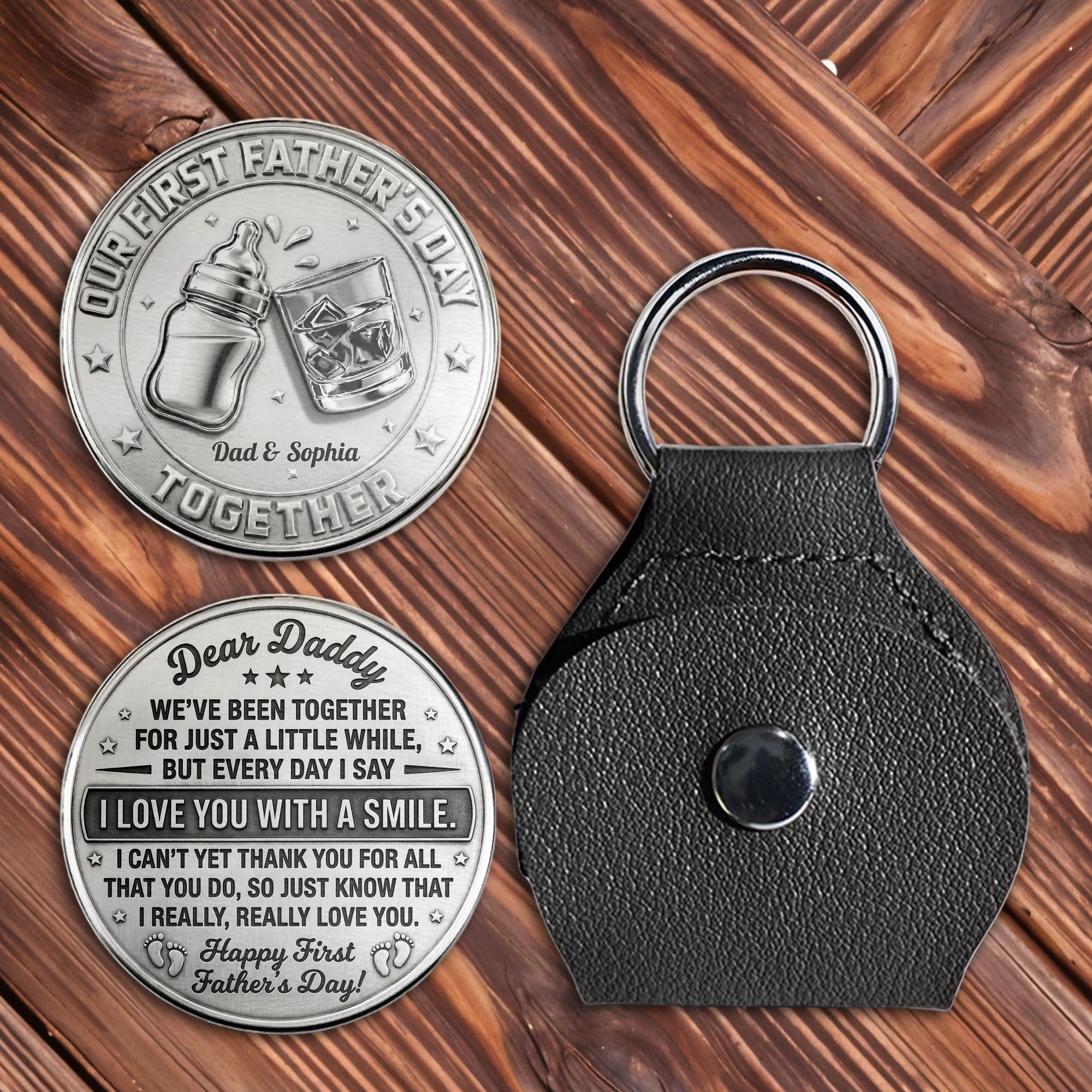 Personalized Pocket Hug Custom Message Gift for Dad's 1st Father's Day