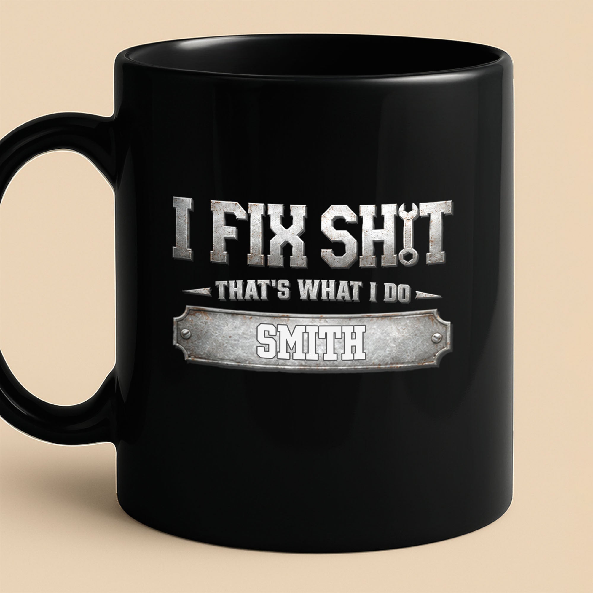 Personalized Black Mug Custom Quote Gift for Dad Handyman