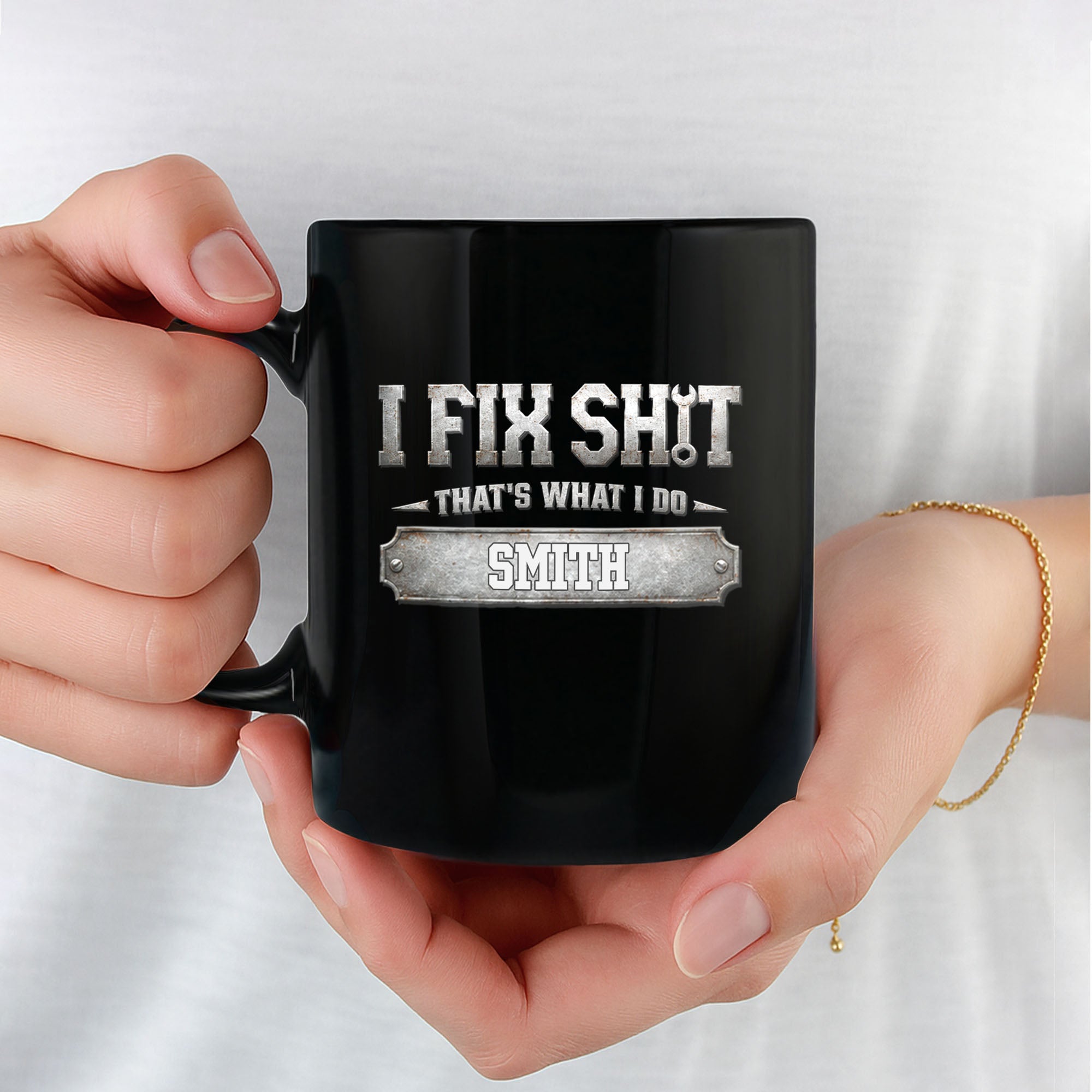Personalized Black Mug Custom Quote Gift for Dad Handyman