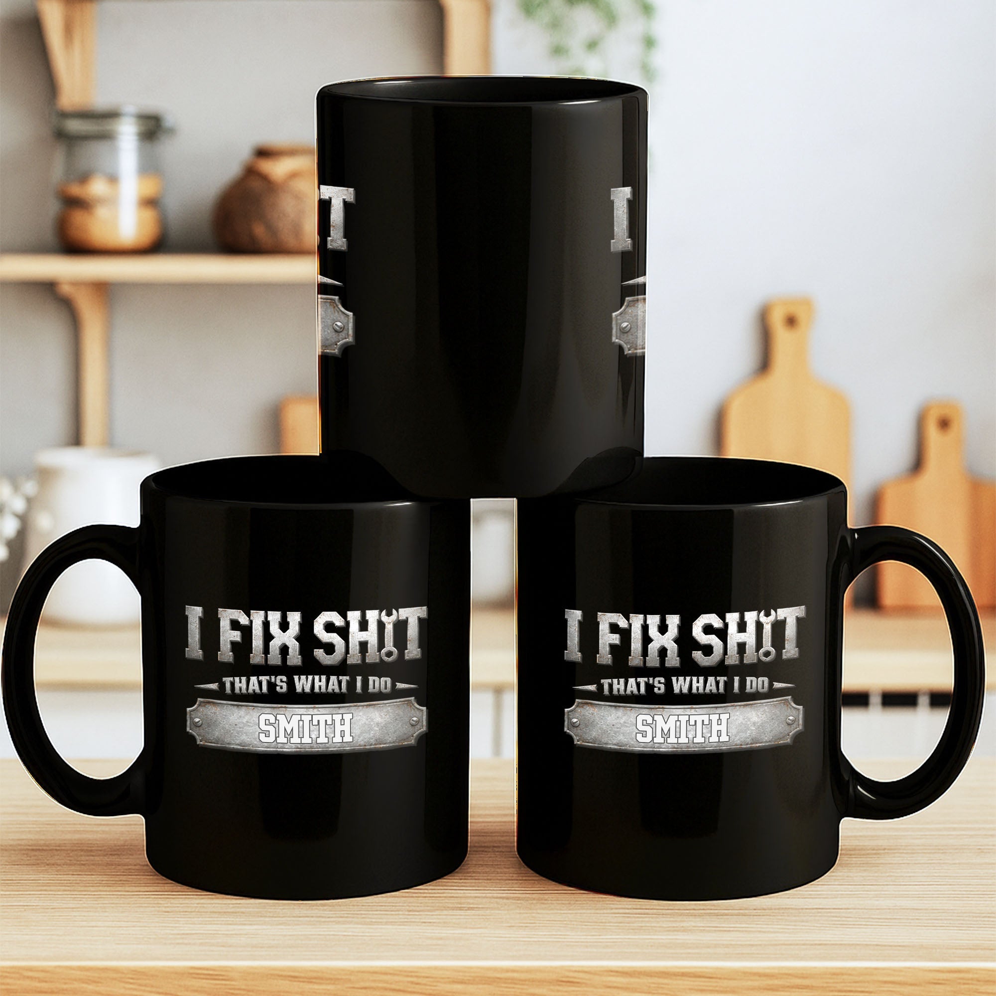 Personalized Black Mug Custom Quote Gift for Dad Handyman