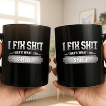 Load image into Gallery viewer, Personalized Black Mug Custom Quote Gift for Dad Handyman
