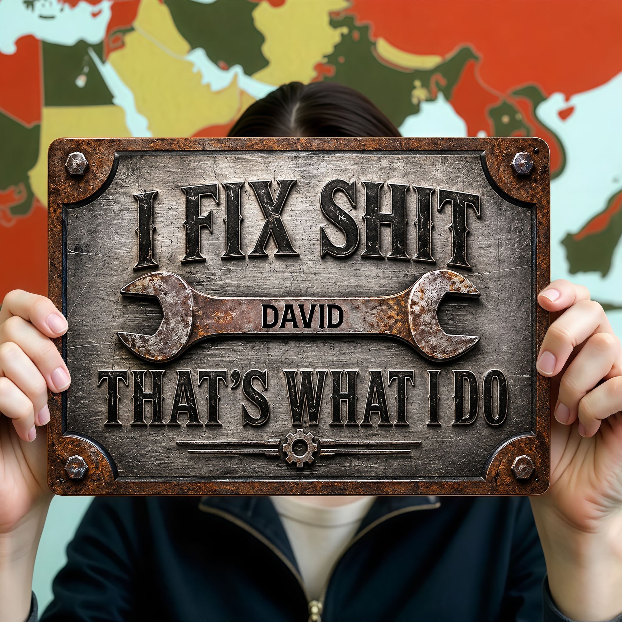 Personalized Metal Sign Custom Name Handyman Gift for Dad