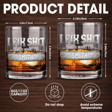 Load image into Gallery viewer, Personalized Custom Whiskey Glass with Metal Wrench Graphic Gift for Dad
