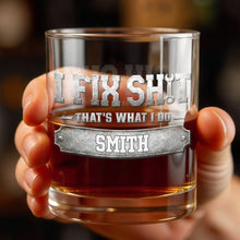 Load image into Gallery viewer, Personalized Custom Whiskey Glass with Metal Wrench Graphic Gift for Dad
