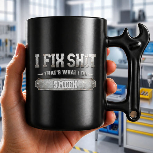 Personalized Wrench Handle Coffee Mug Custom Name Gift for Dad