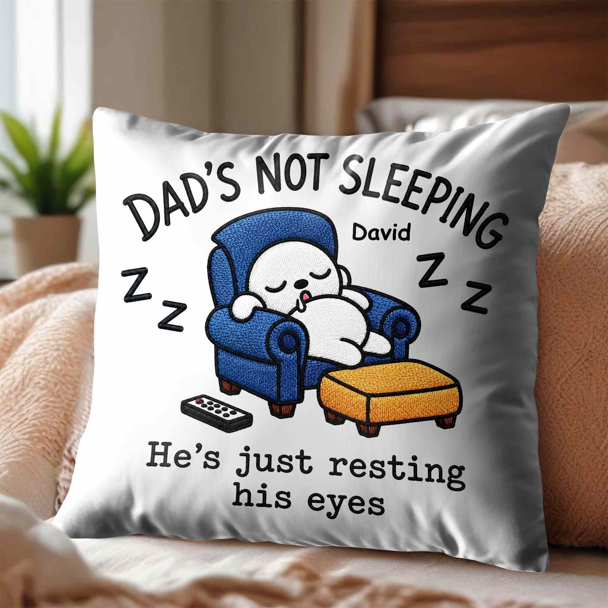 Personalized Custom Pillow for Dad Resting Eyes Gift