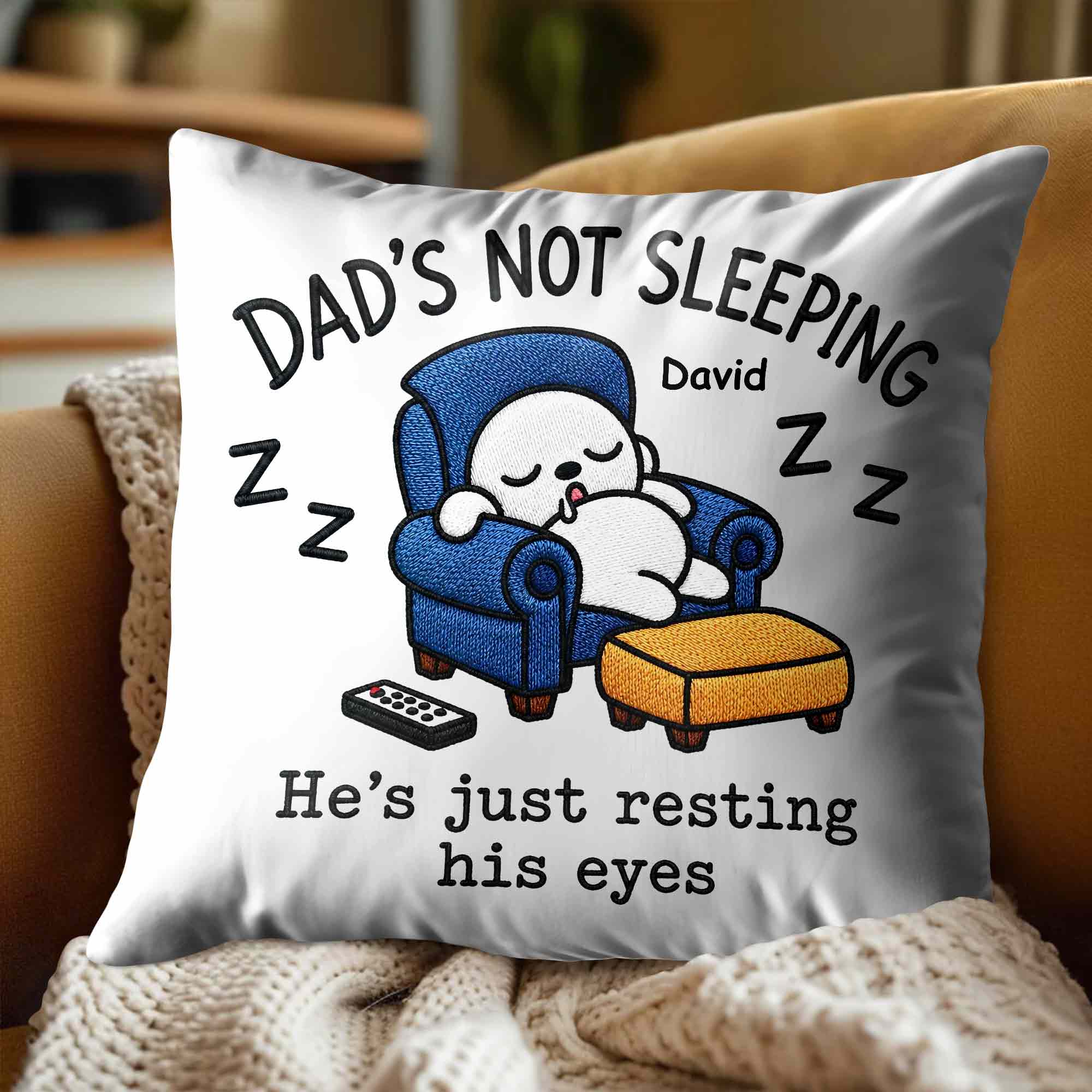 Personalized Custom Pillow for Dad Resting Eyes Gift