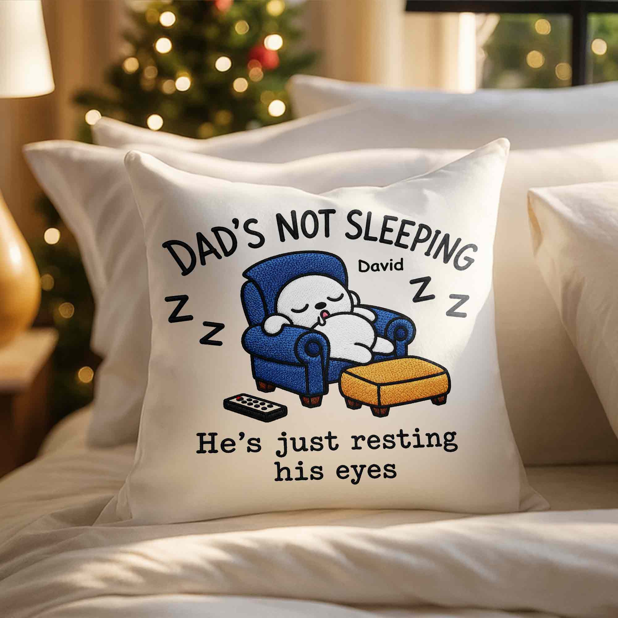 Personalized Custom Pillow for Dad Resting Eyes Gift