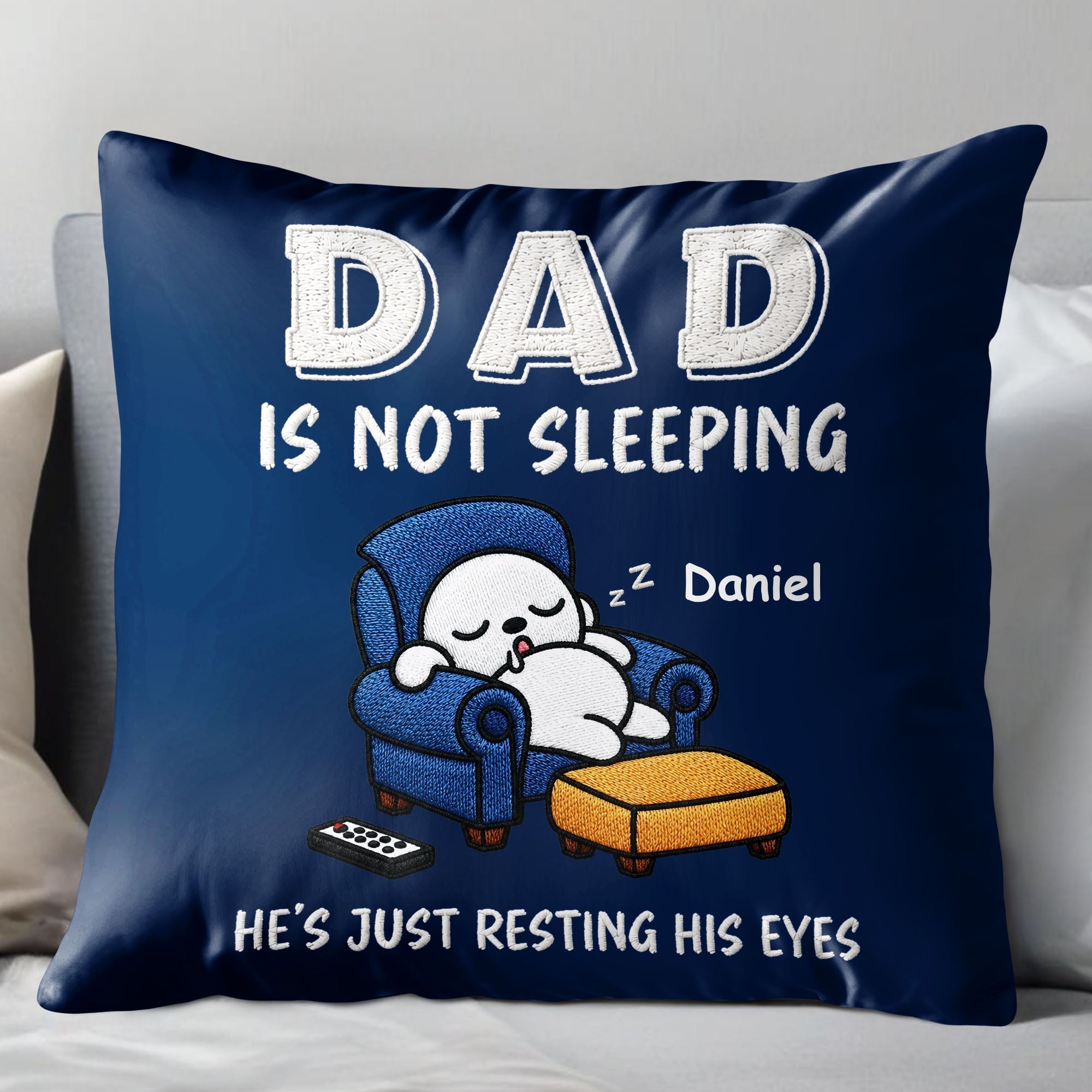 Personalized Custom Pillow for Dad Embroidery Effect Gift