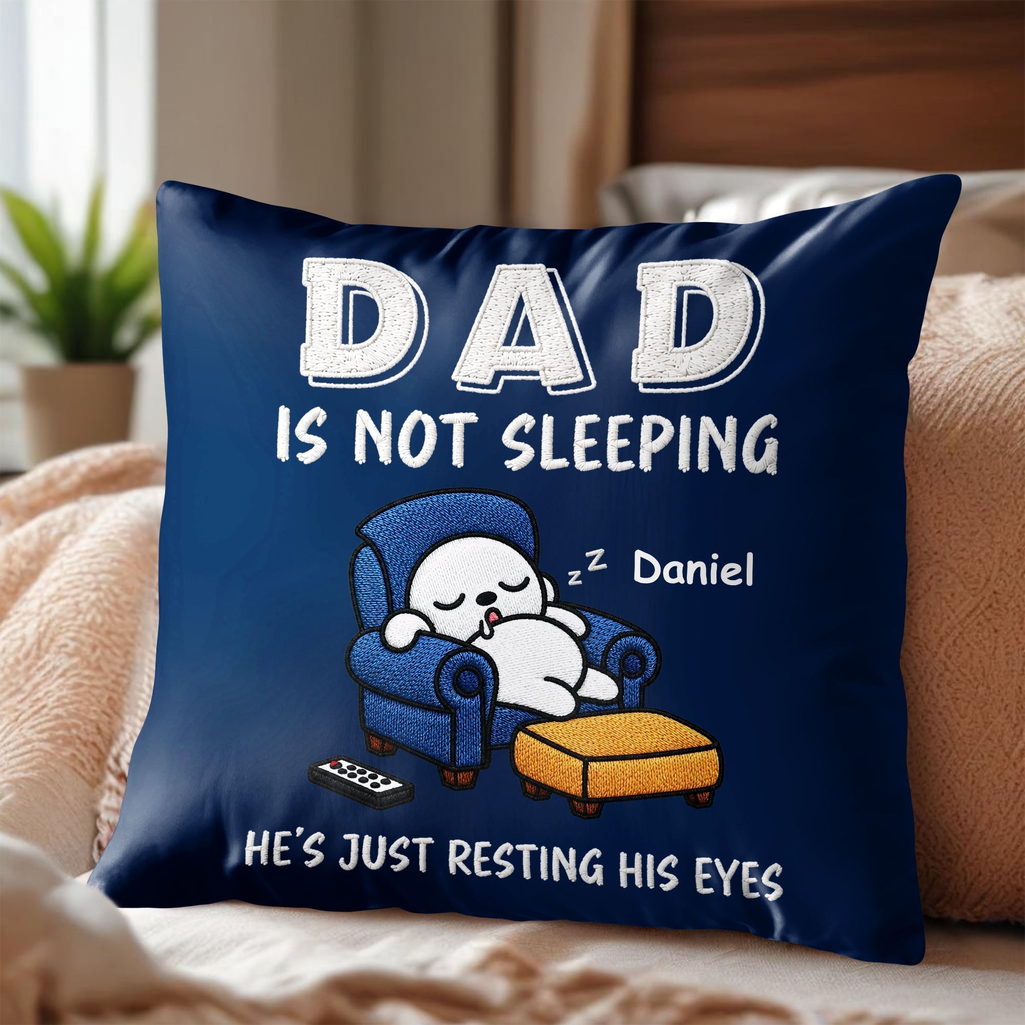 Personalized Custom Pillow for Dad Embroidery Effect Gift