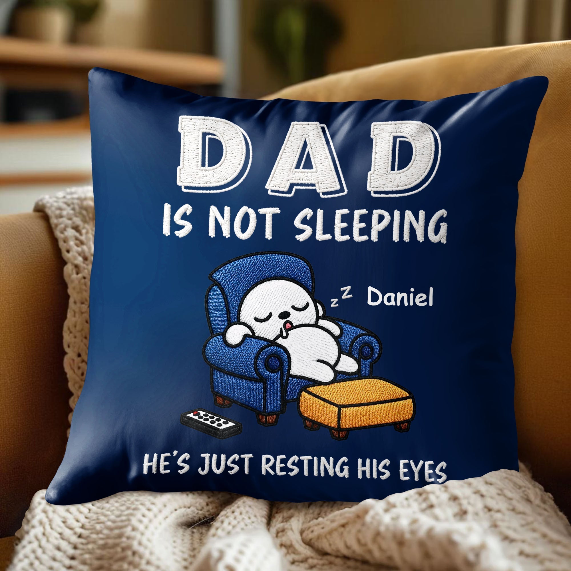 Personalized Custom Pillow for Dad Embroidery Effect Gift