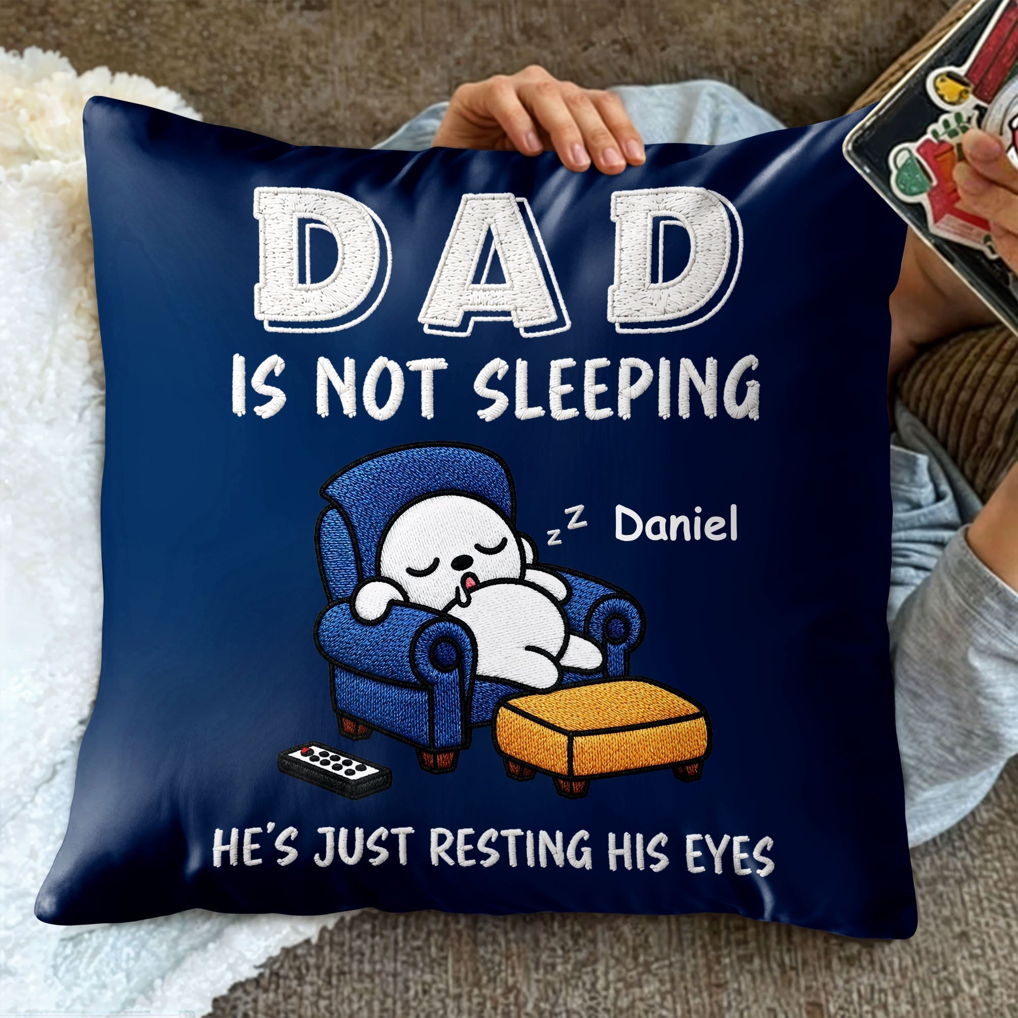 Personalized Custom Pillow for Dad Embroidery Effect Gift