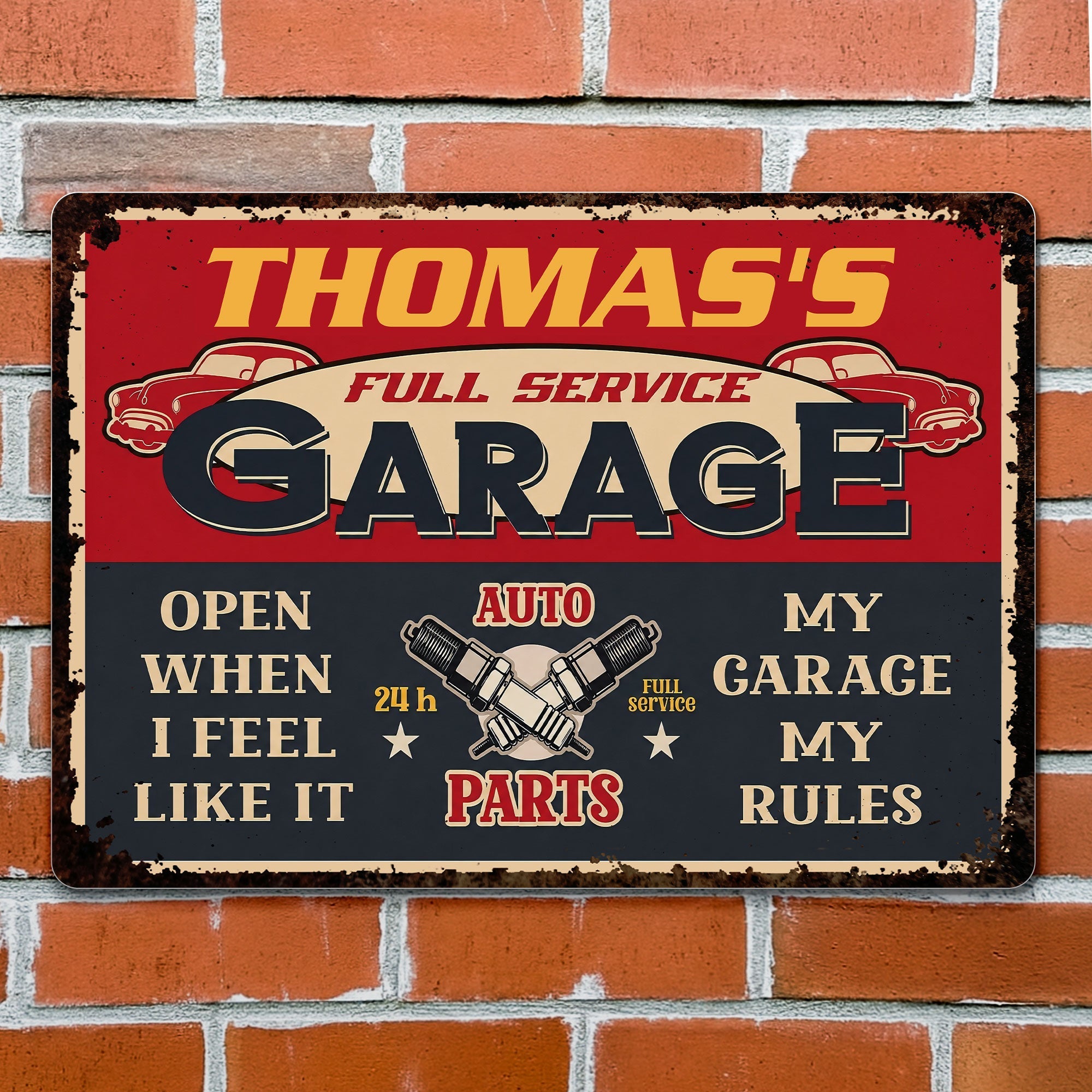 Personalized Vintage Metal Sign for Dad Garage Decor Gift