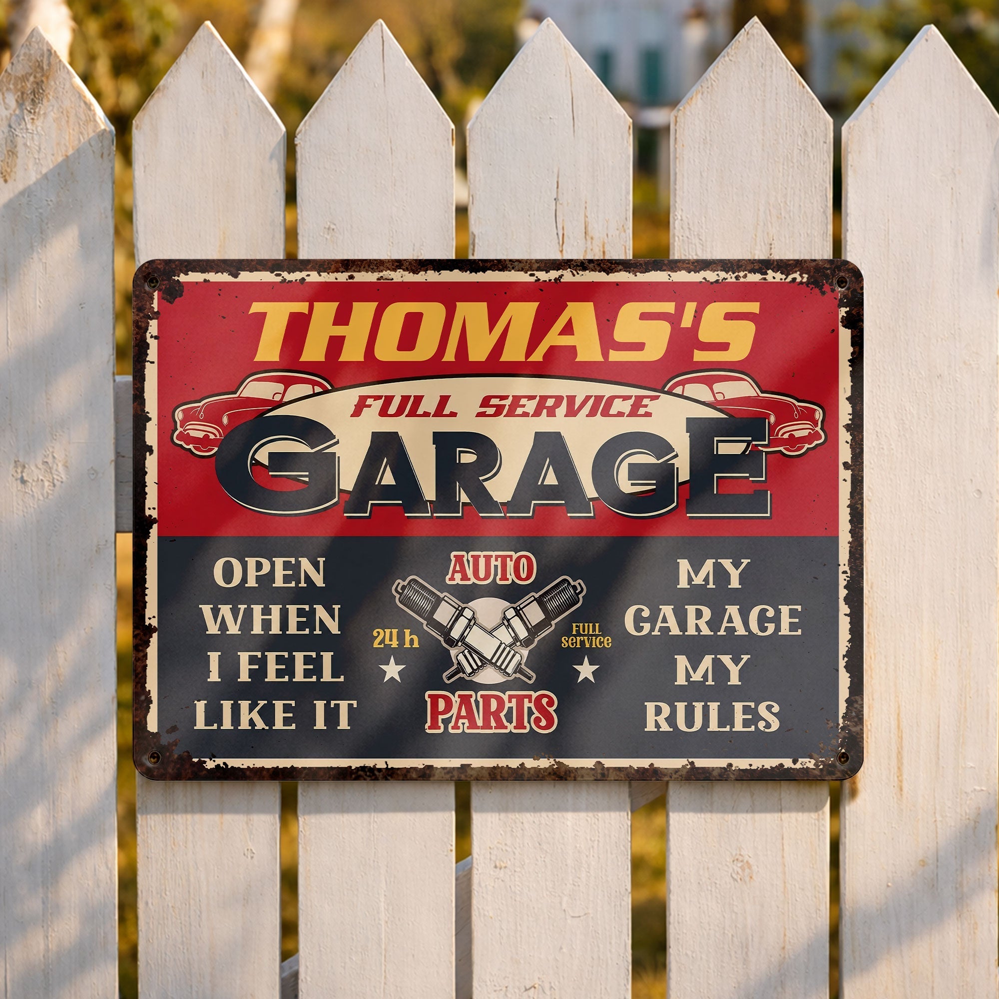 Personalized Vintage Metal Sign for Dad Garage Decor Gift