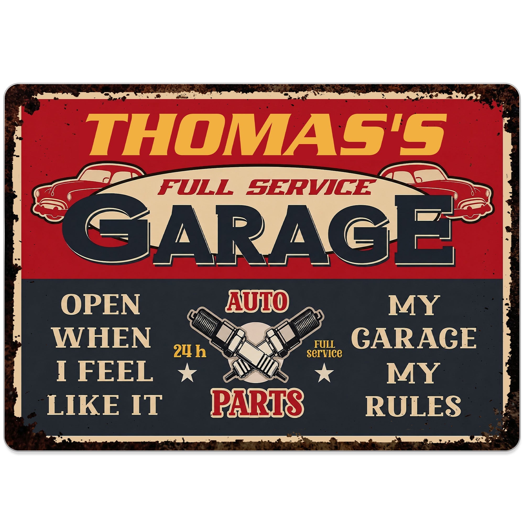 Personalized Vintage Metal Sign for Dad Garage Decor Gift