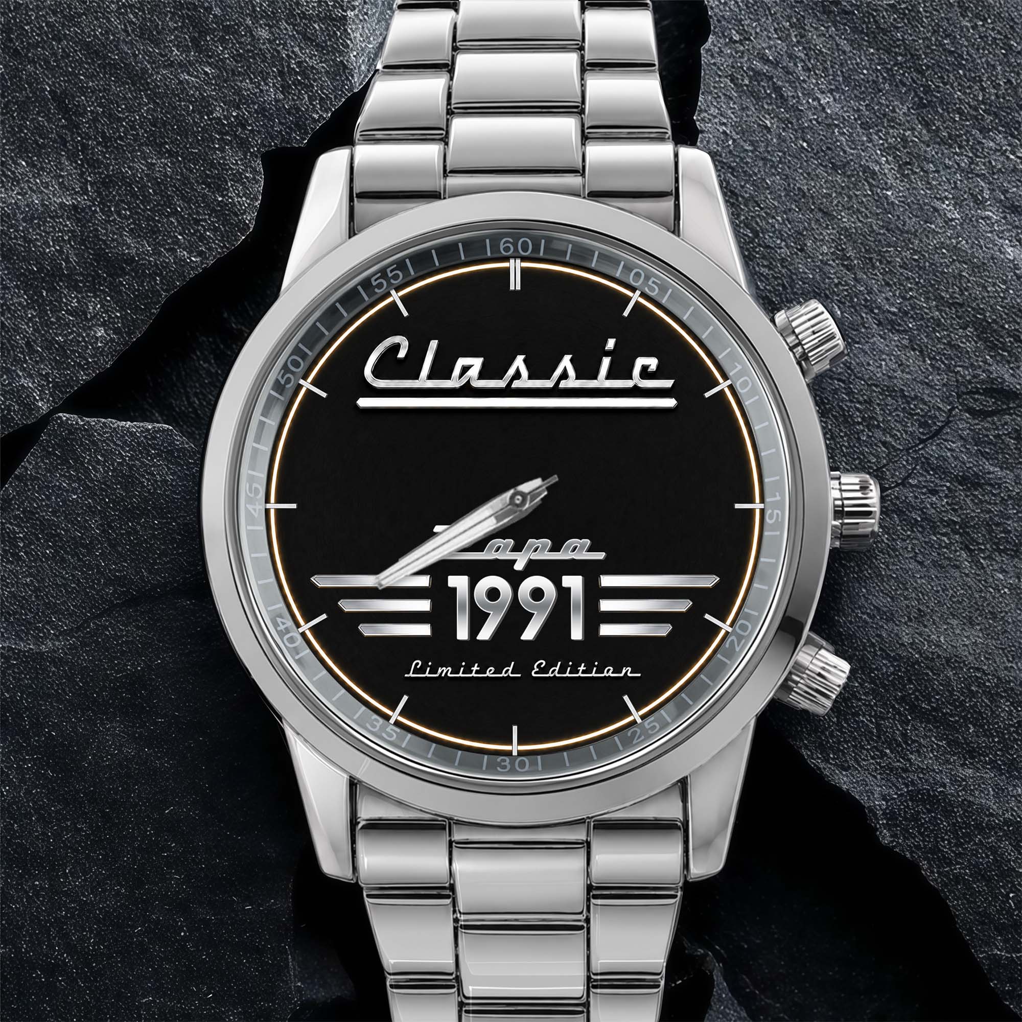 Personalized Men's Watch Custom Name Gift for Dad Black