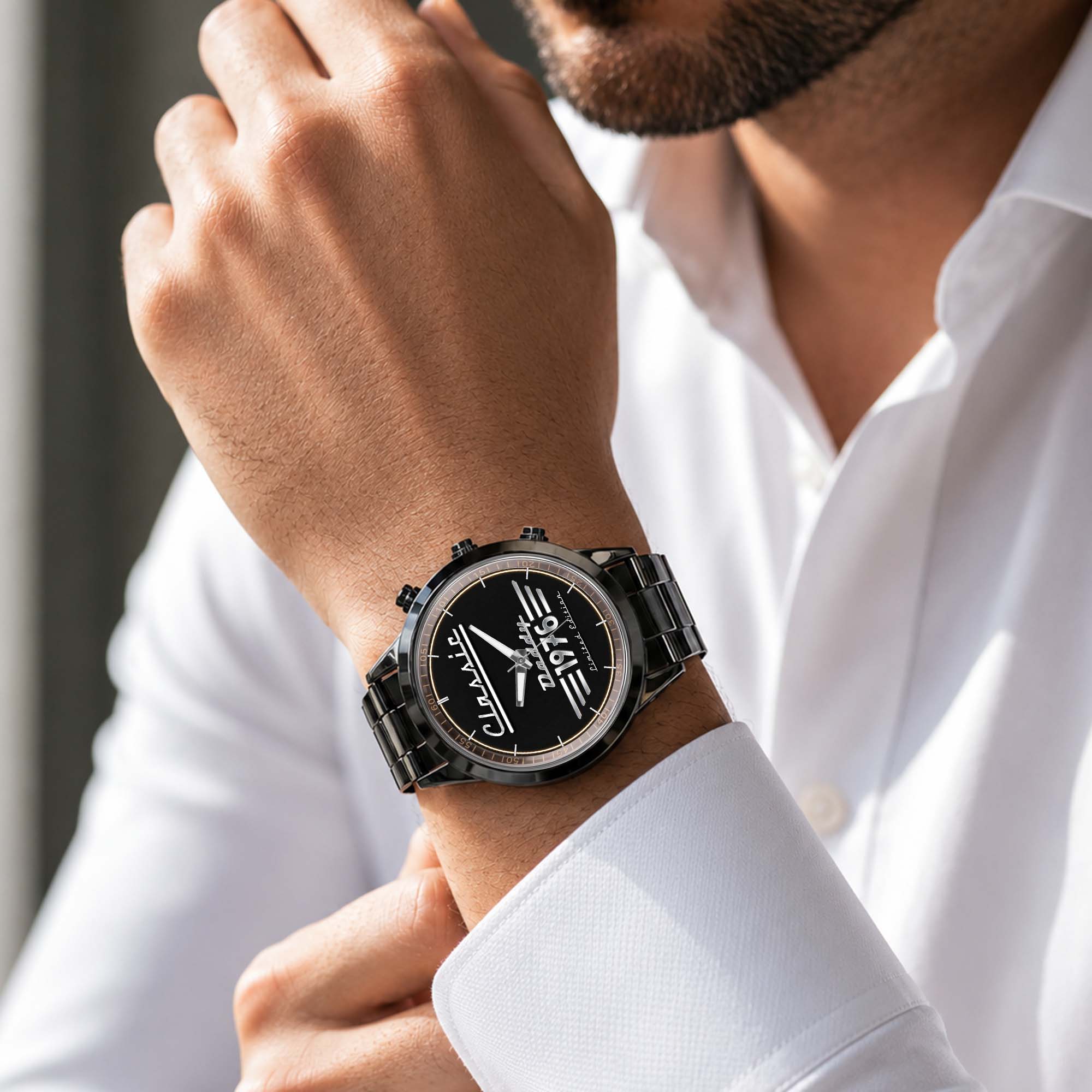 Personalized Men's Watch Custom Name Gift for Dad Black