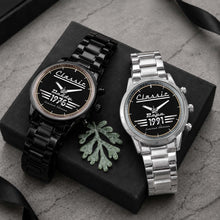 Load image into Gallery viewer, Personalized Men's Watch Custom Name Gift for Dad Black
