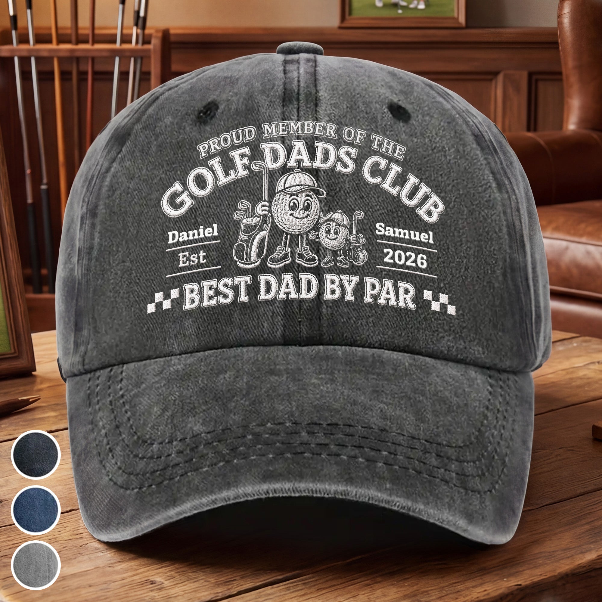 Personalized Washed Denim Cap for Golf Dads Best Dad Gift