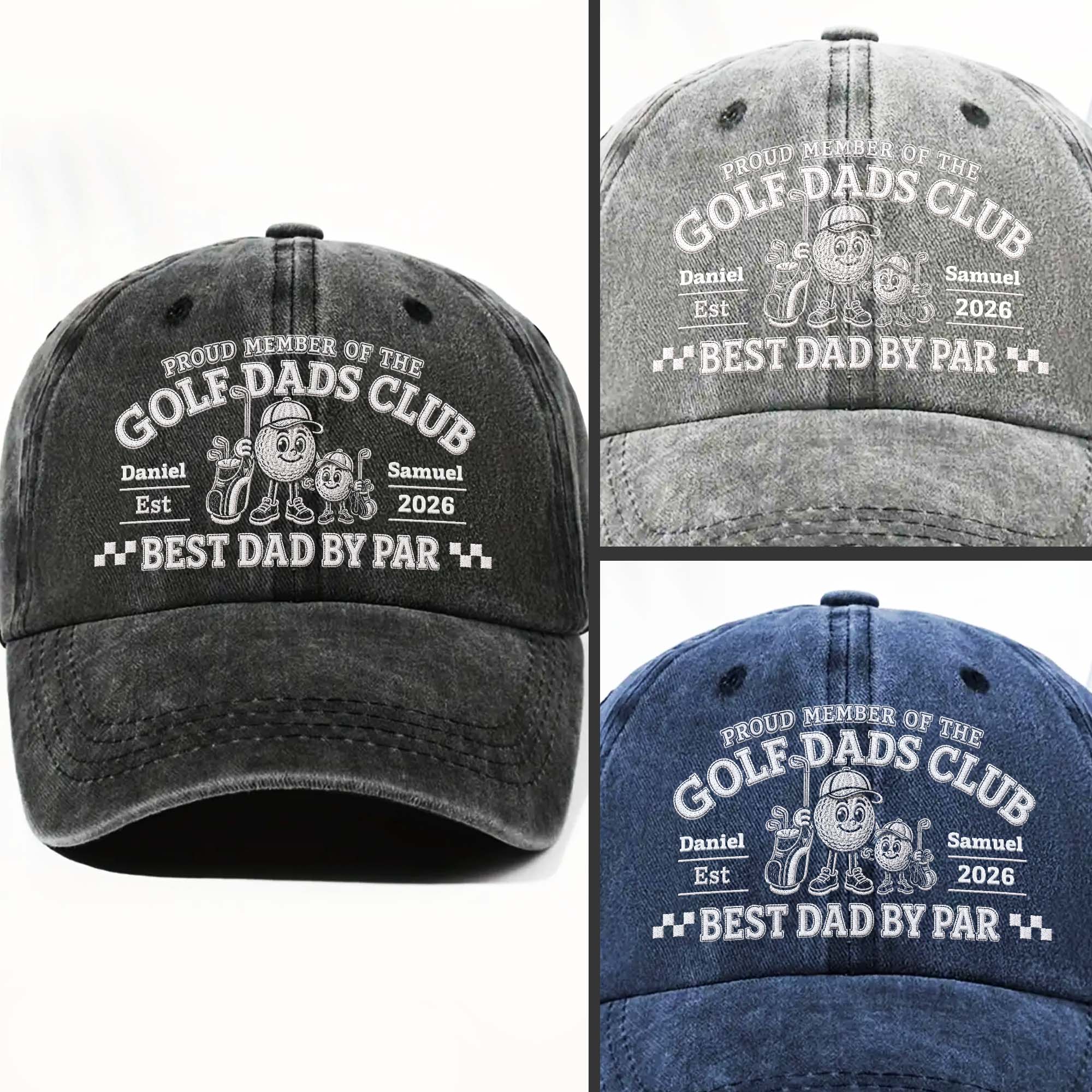 Personalized Washed Denim Cap for Golf Dads Best Dad Gift