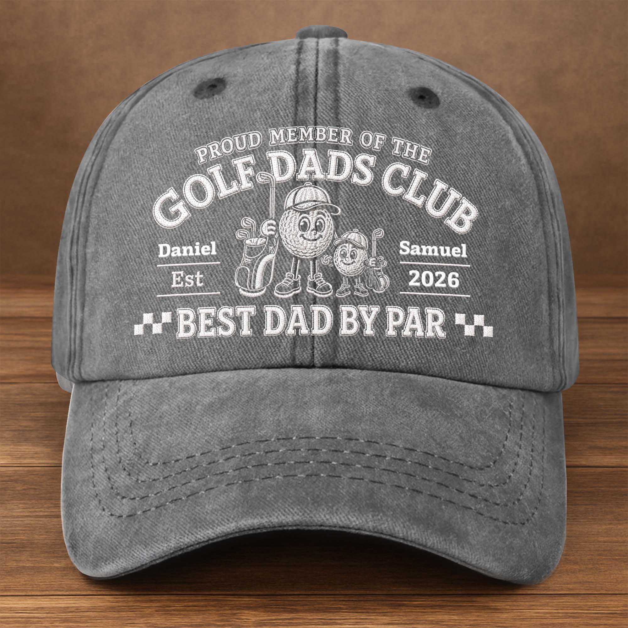 Personalized Washed Denim Cap for Golf Dads Best Dad Gift