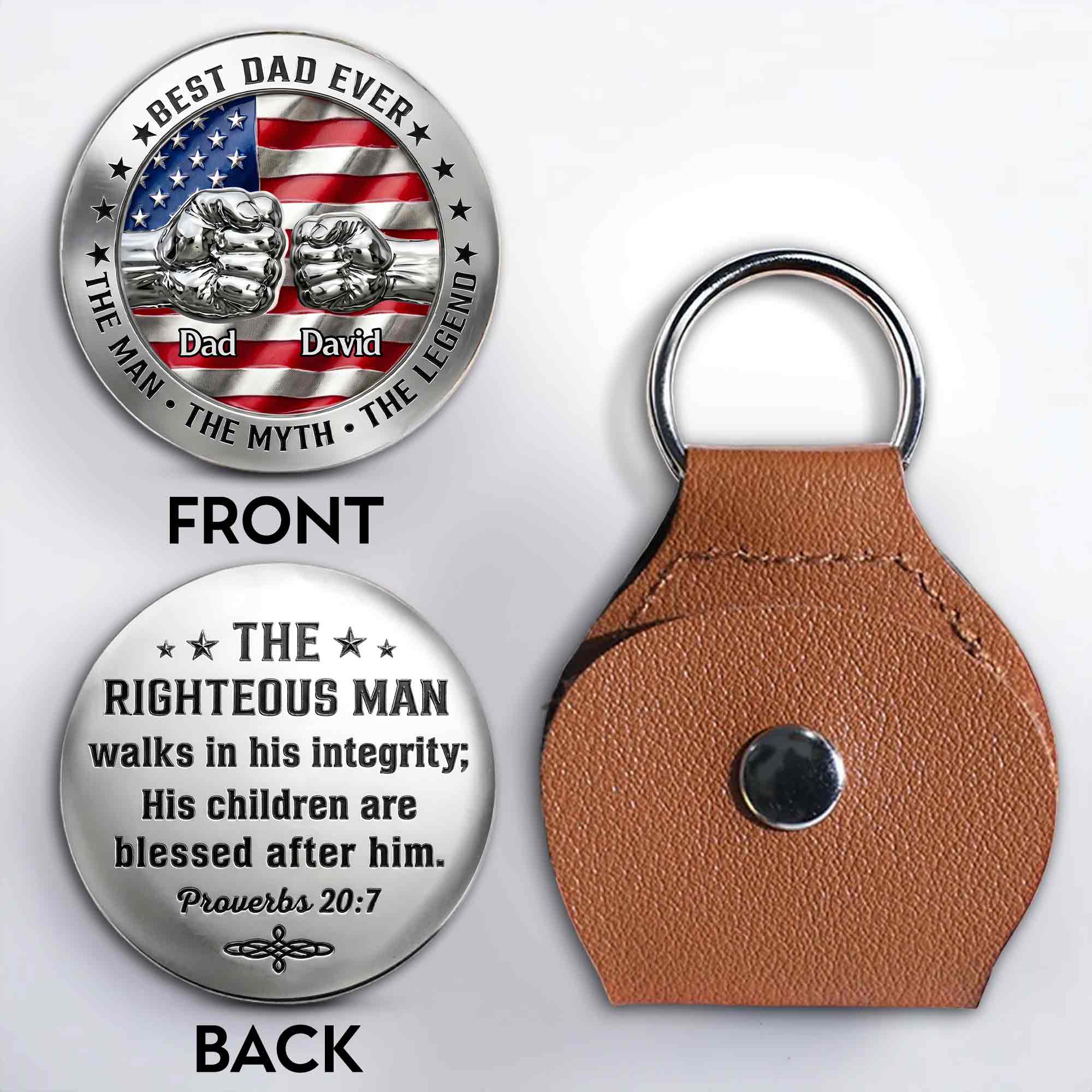 Personalized Pocket Hug Best Dad Ever Gift Custom Token