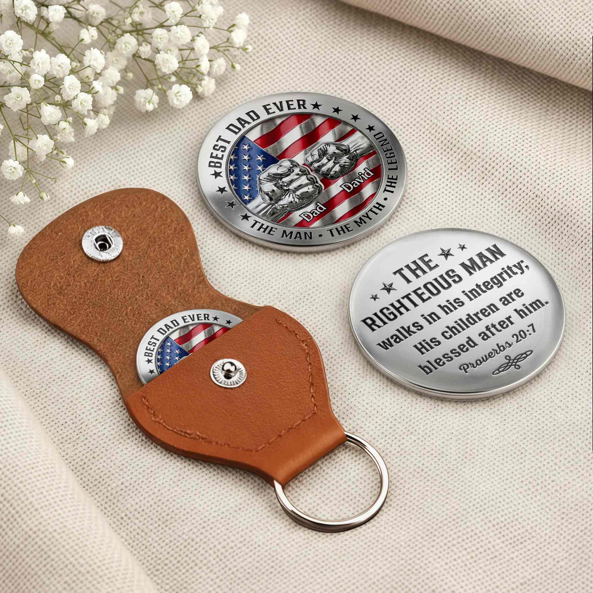 Personalized Pocket Hug Best Dad Ever Gift Custom Token