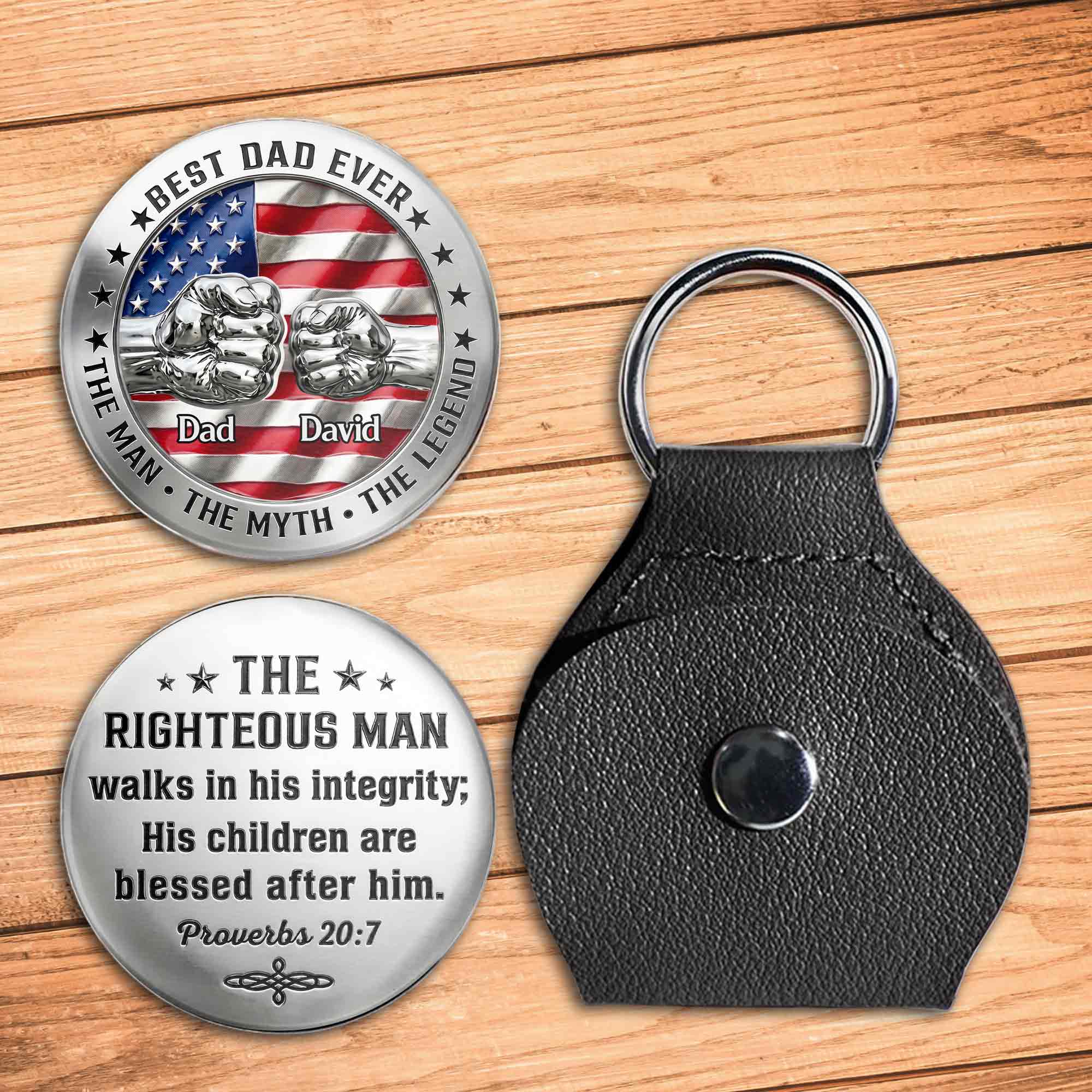 Personalized Pocket Hug Best Dad Ever Gift Custom Token