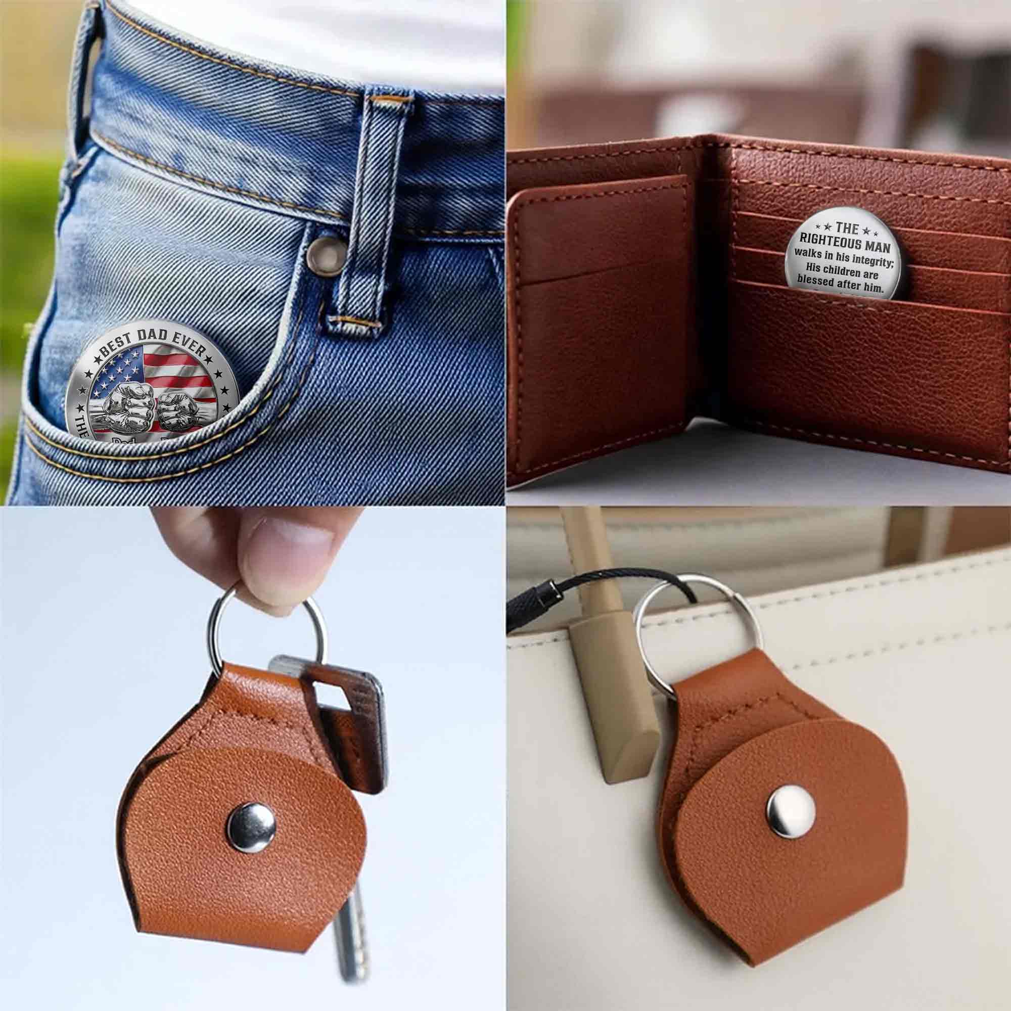 Personalized Pocket Hug Best Dad Ever Gift Custom Token