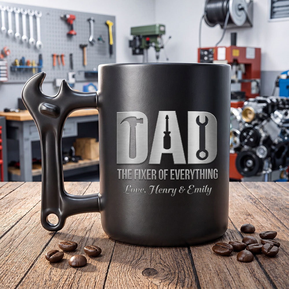 Personalized Wrench Handle Coffee Mug Custom Gift for Dad