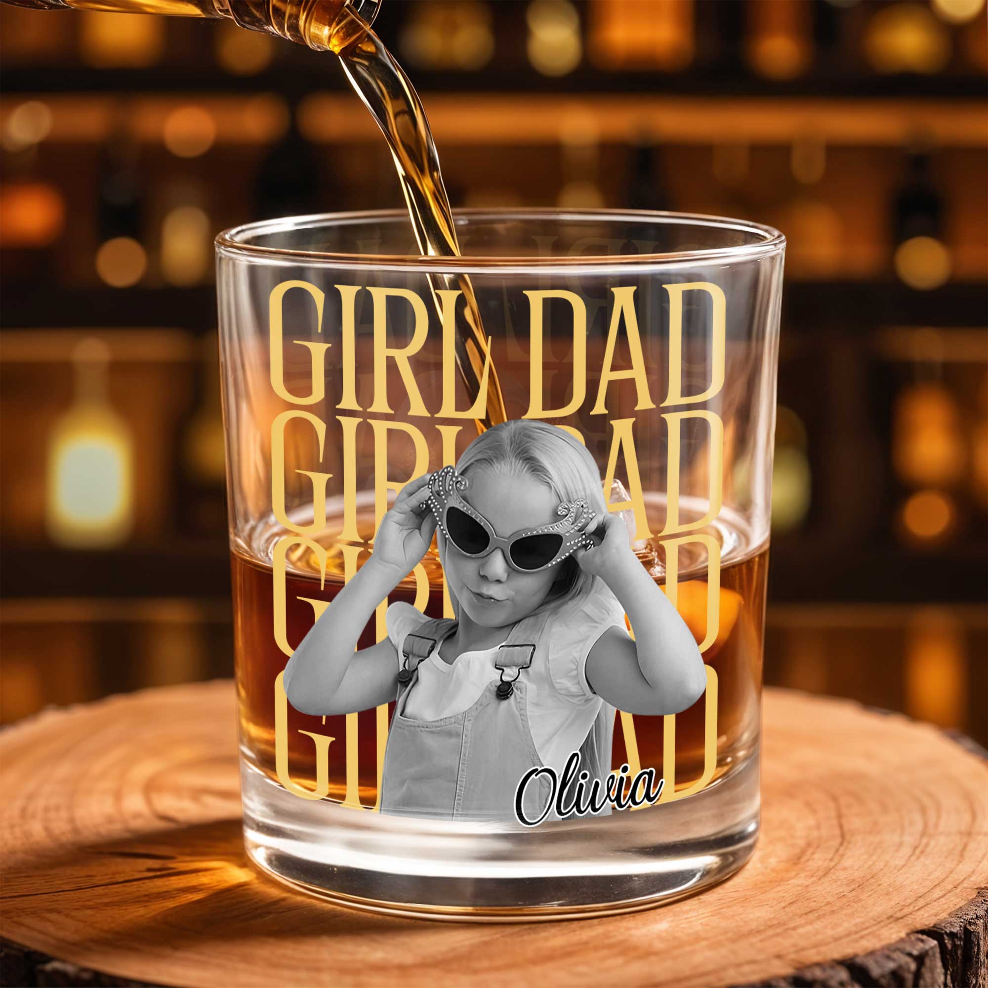Personalized Custom Whiskey Glass Photo Upload Gift for Dad