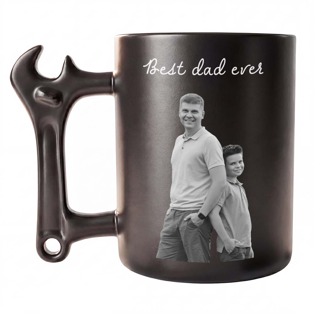 Personalized Wrench Handle Coffee Mug Custom Photo Gift for Dad