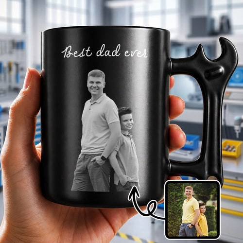 Personalized Wrench Handle Coffee Mug Custom Photo Gift for Dad