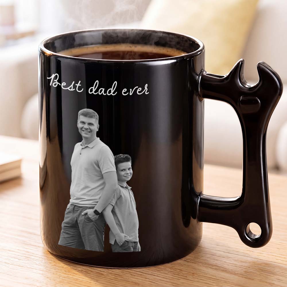 Personalized Wrench Handle Coffee Mug Custom Photo Gift for Dad