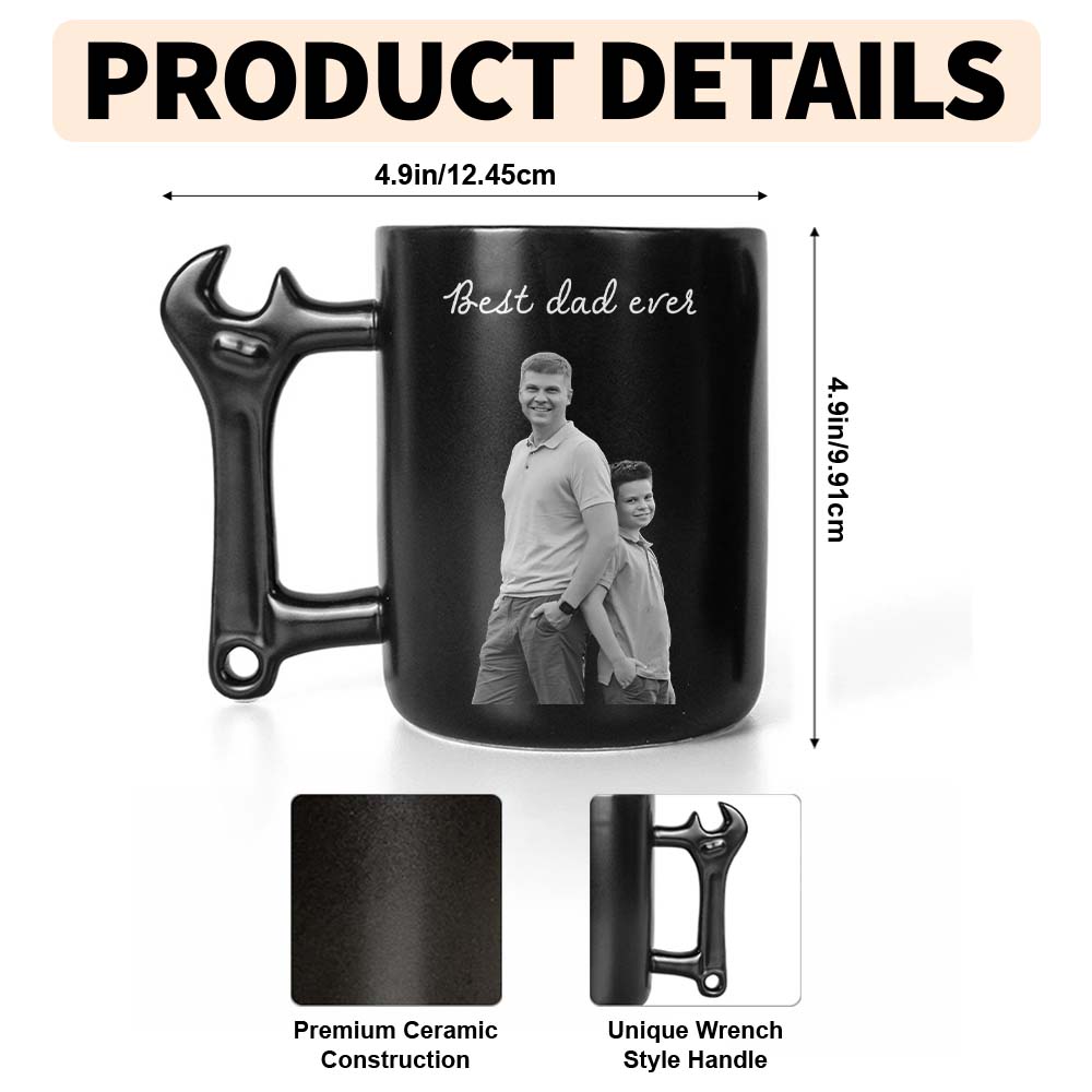 Personalized Wrench Handle Coffee Mug Custom Photo Gift for Dad
