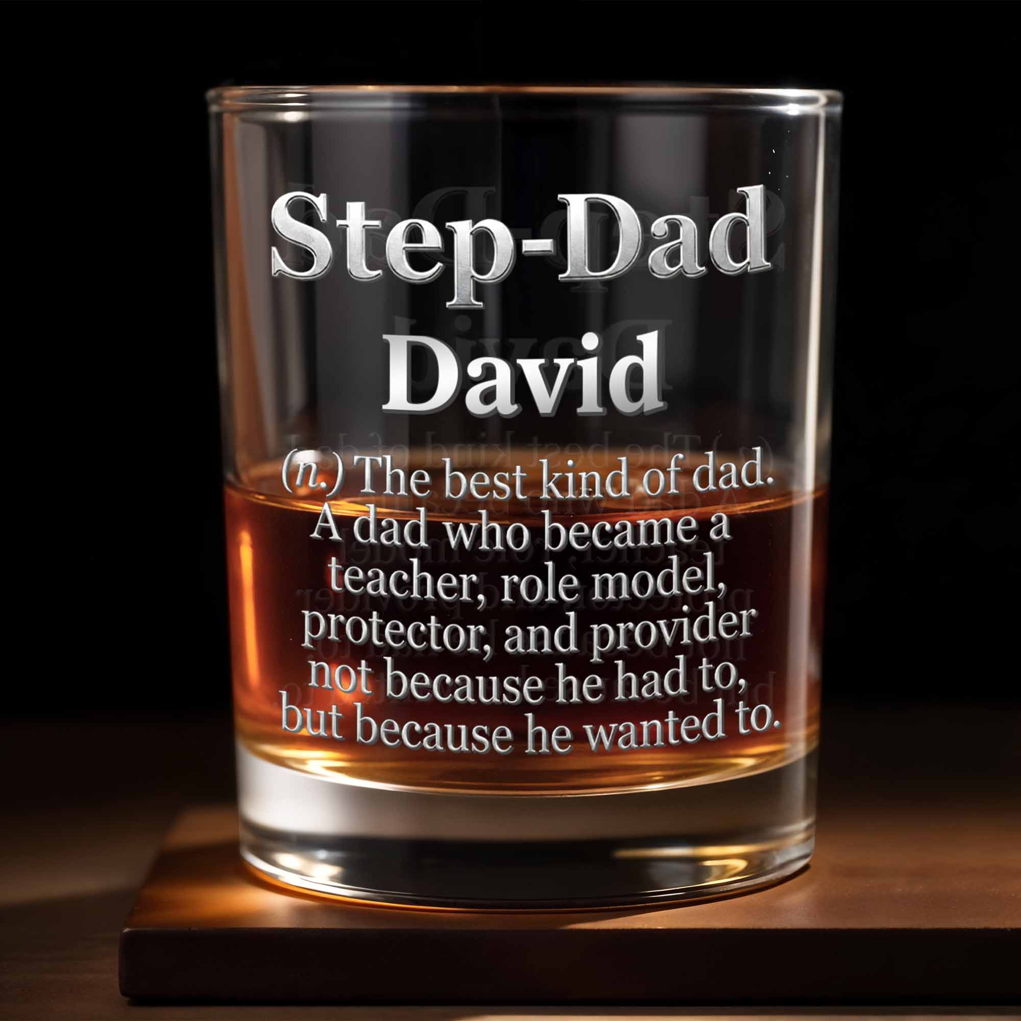 Personalized Custom Whiskey Glass for Step Dad Gift Idea