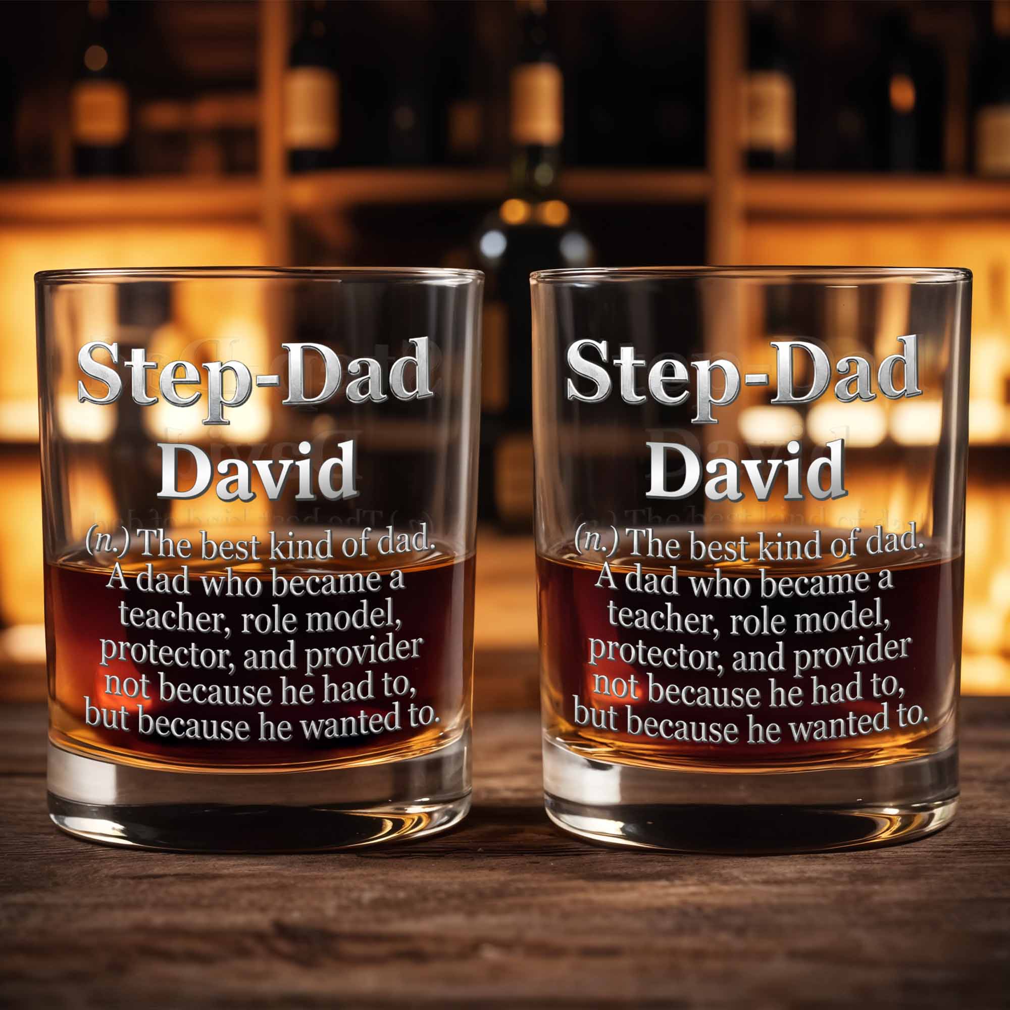 Personalized Custom Whiskey Glass for Step Dad Gift Idea