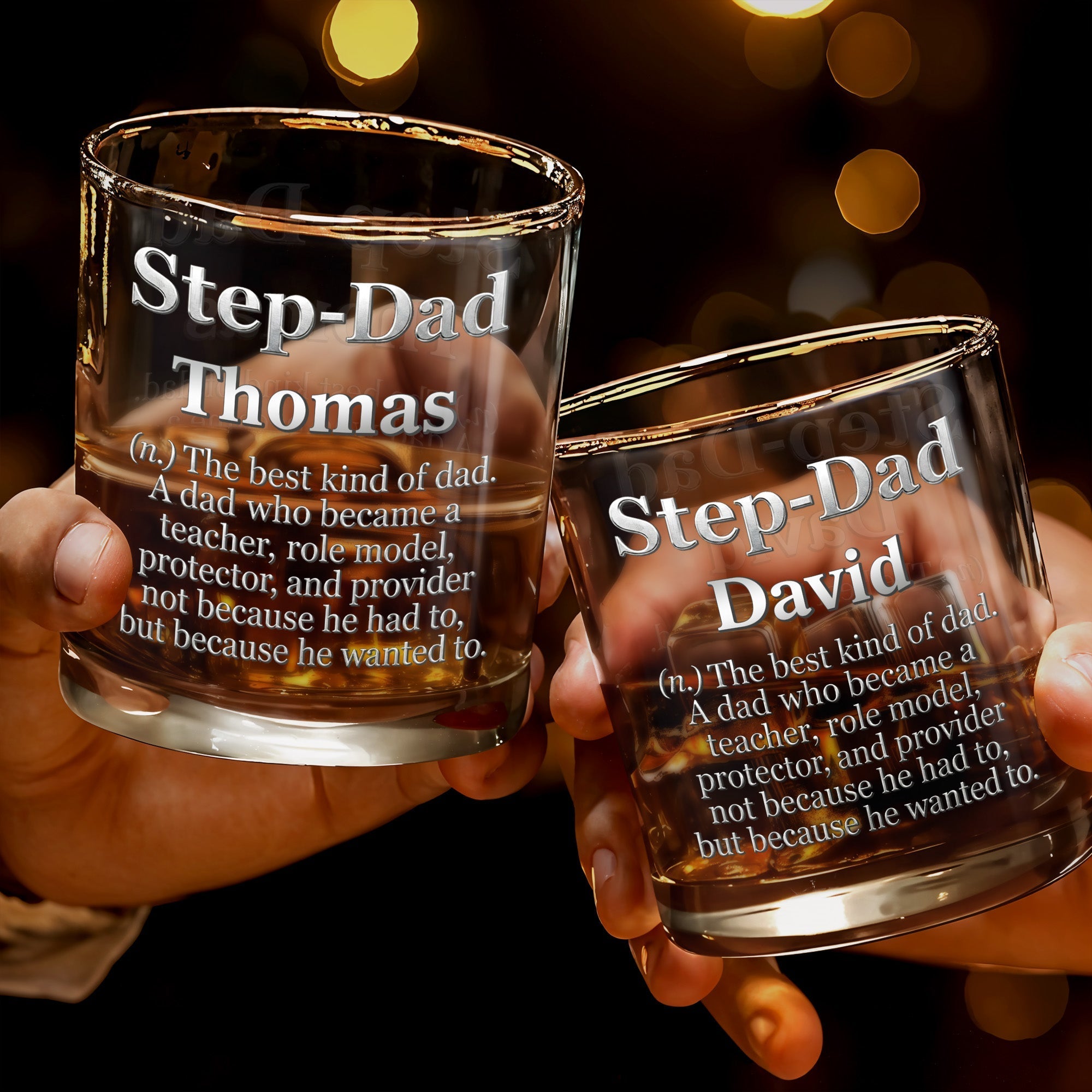 Personalized Custom Whiskey Glass for Step Dad Gift Idea
