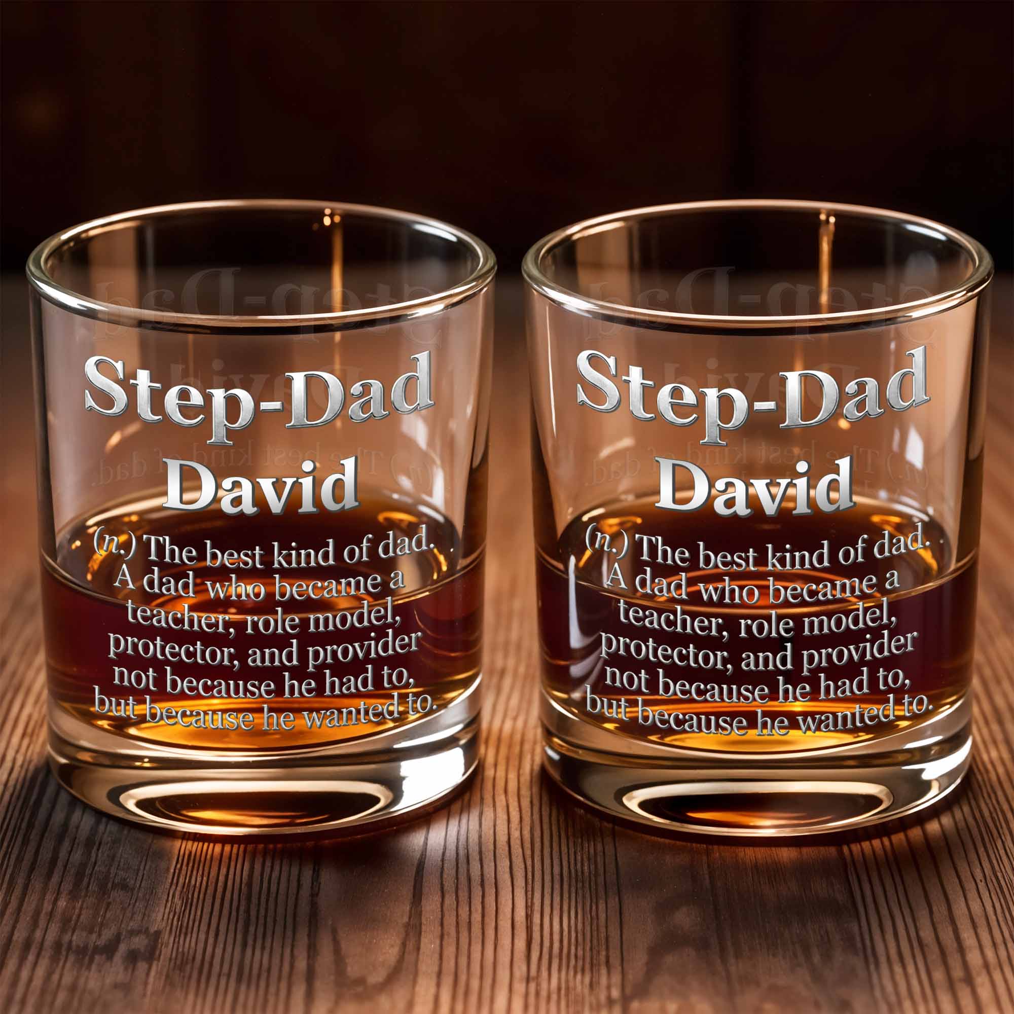 Personalized Custom Whiskey Glass for Step Dad Gift Idea