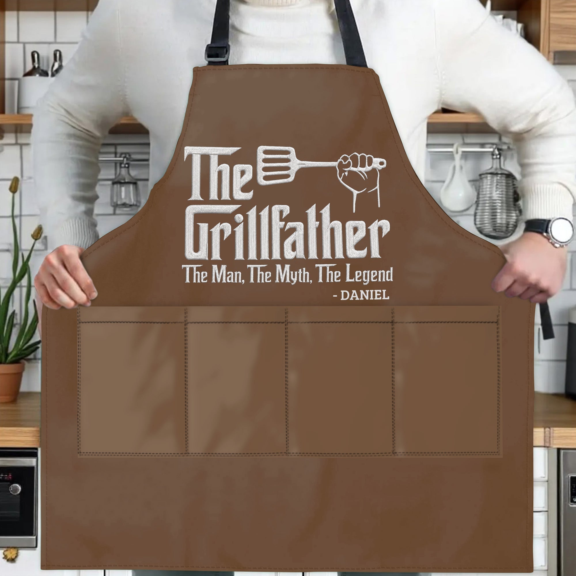 Personalized Grillfather Apron Custom Name Gift for Dad