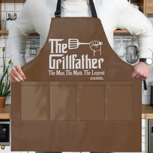 Load image into Gallery viewer, Personalized Grillfather Apron Custom Name Gift for Dad

