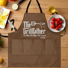 Load image into Gallery viewer, Personalized Grillfather Apron Custom Name Gift for Dad

