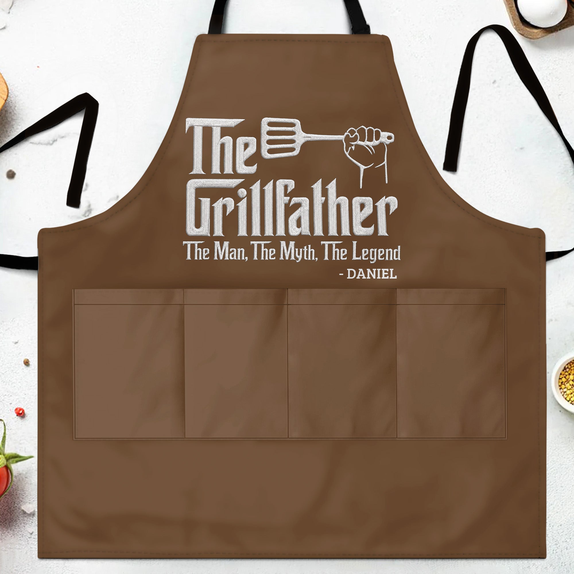 Personalized Grillfather Apron Custom Name Gift for Dad