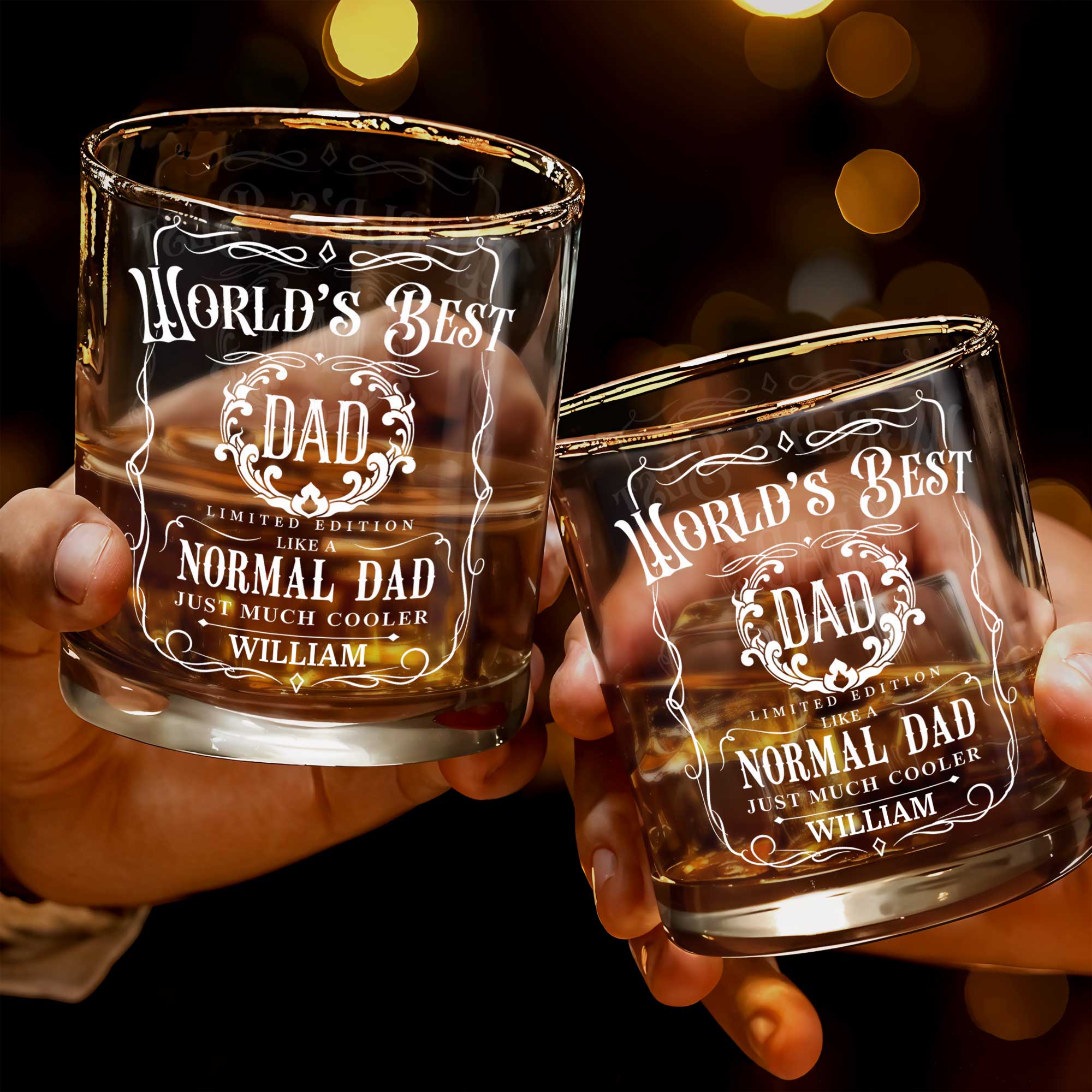 Personalized Custom Whiskey Glass Gift for Dad - Elegant Dad's Gift