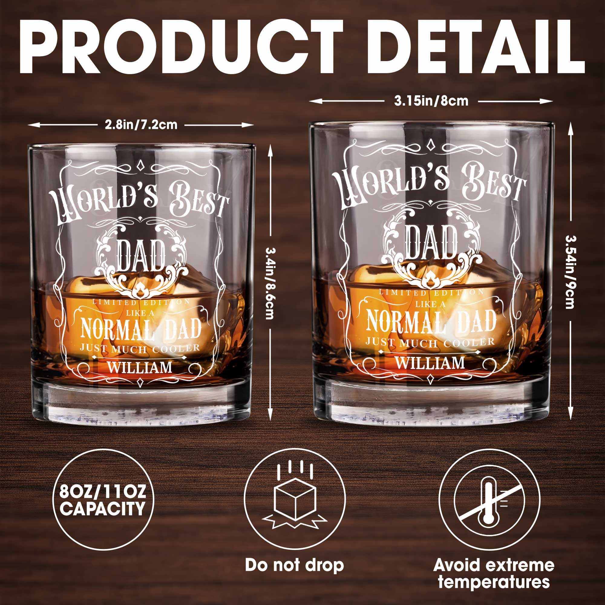 Personalized Custom Whiskey Glass Gift for Dad - Elegant Dad's Gift