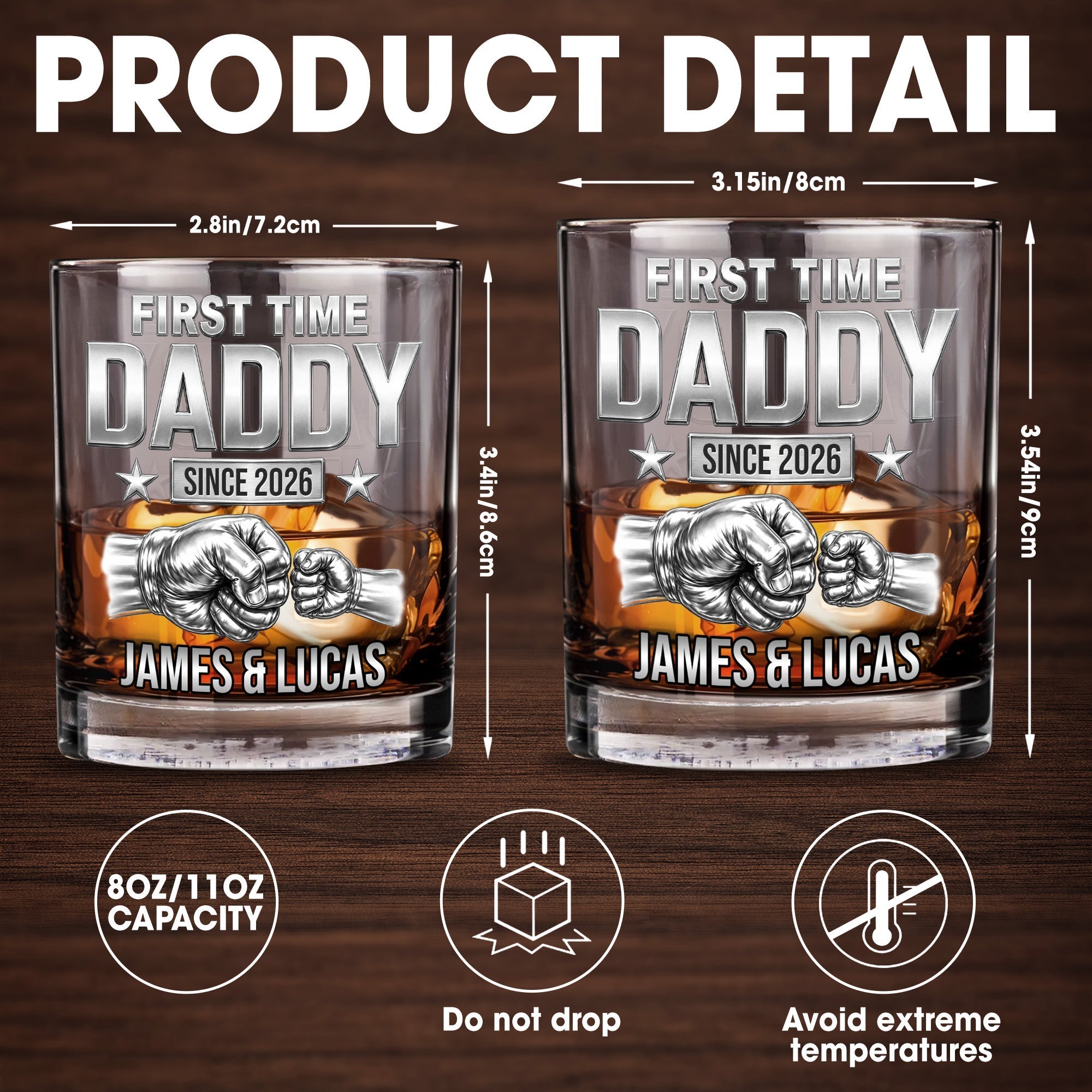 Personalized Custom Whiskey Glass Gift for Dad - 1st Father's Day
