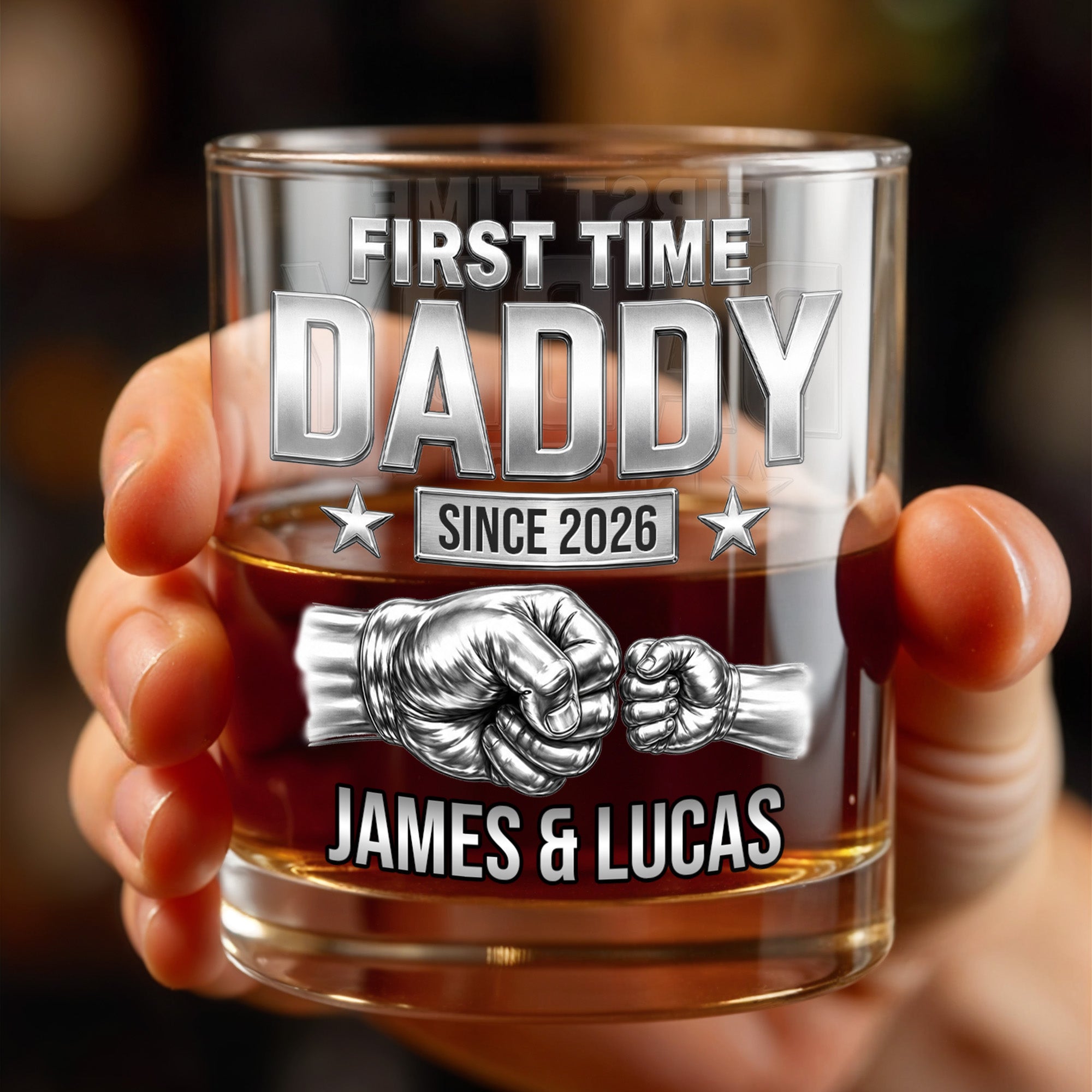 Personalized Custom Whiskey Glass Gift for Dad - 1st Father's Day