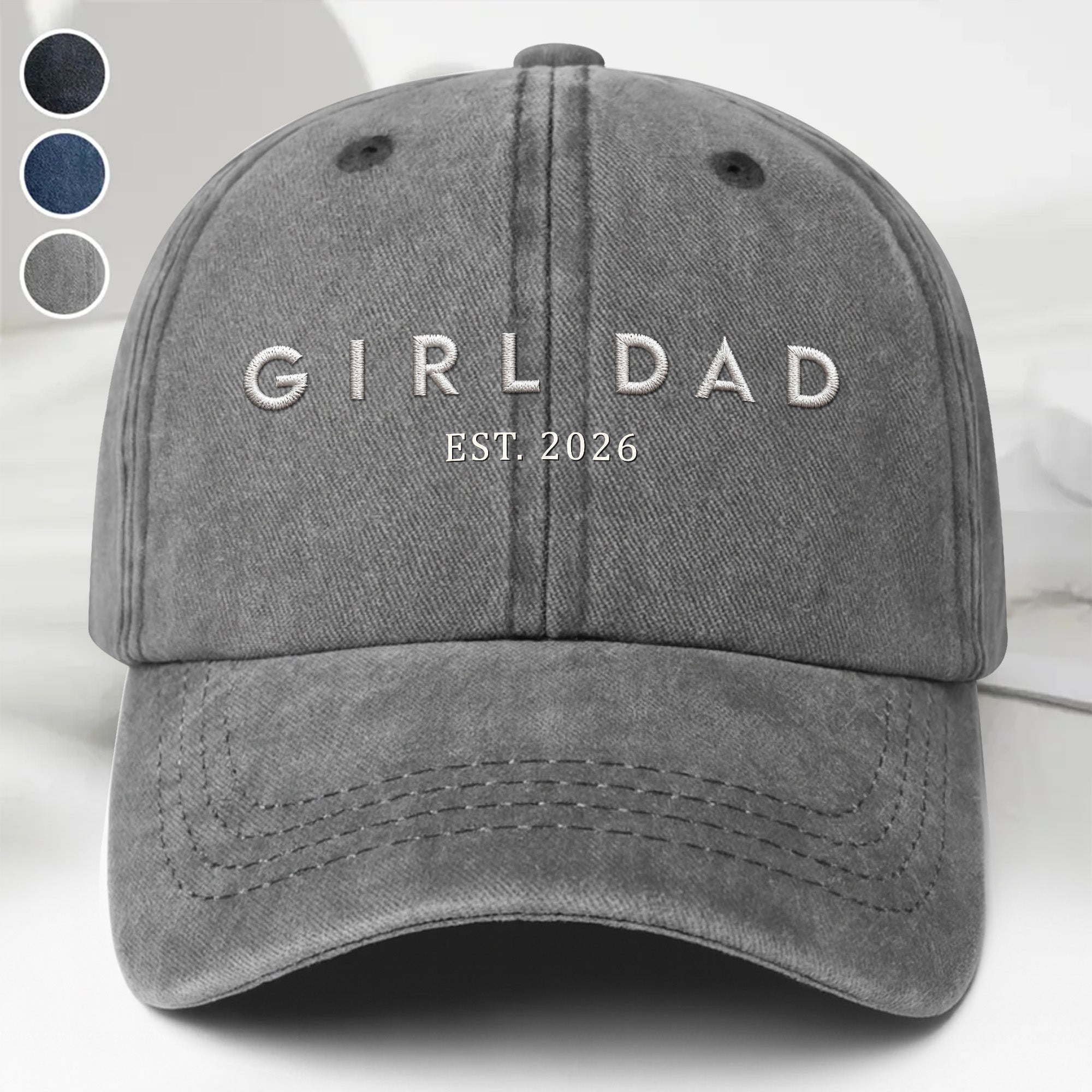 Personalized Washed Denim Cap Custom Year Gift for Dad