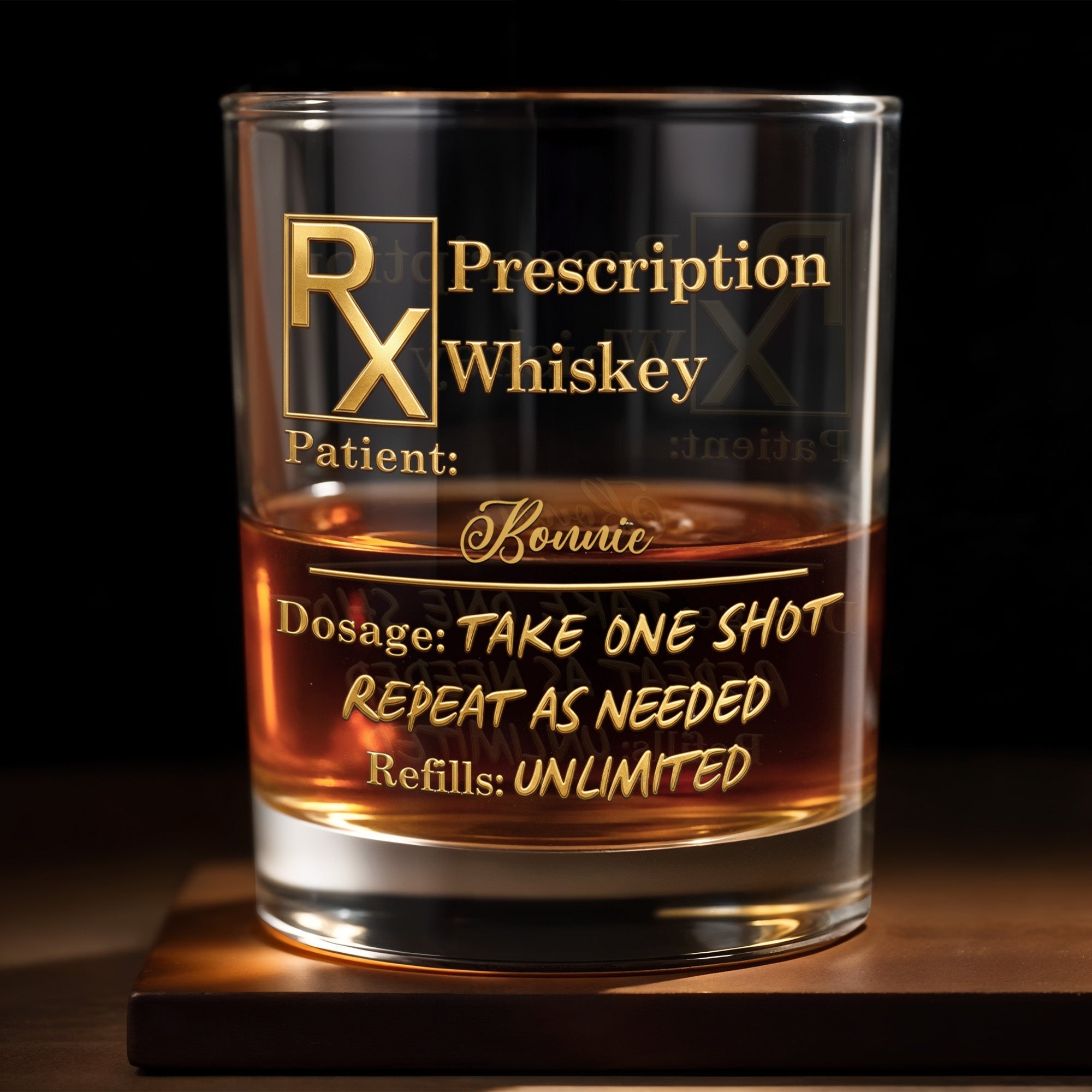 Personalized Custom Whiskey Glass Gift for Dad with RX Symbol