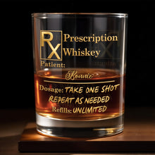 Load image into Gallery viewer, Personalized Custom Whiskey Glass Gift for Dad with RX Symbol
